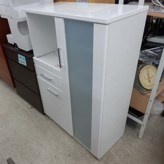 レンジボード 幅80 高さ115.5 ニトリ ホワイト 鏡面 スライド棚