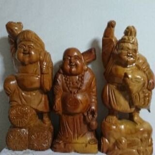 七福神　木彫りの面 即日発送】大黒 木彫り お面 七福神 大黒天 大黒様 - メルカリ