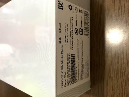 oppo RenoA 64G SIMフリー 未開封 Blue 未開封】OPPO Reno A 64GB blue 未