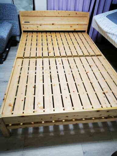 ダブルベッド　天然素材 ひのき 木製ベッド 　日本製