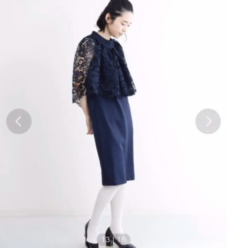 Merlot Plus レースケープワンピース ネイビー L Coco7m おもろまちのワンピースの中古 古着あげます 譲ります ジモティーで不用品の処分