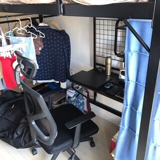 中古 引き取り限定】ロフトベッド (アルルN BK/DBR) ニトリ NITORI 2段 