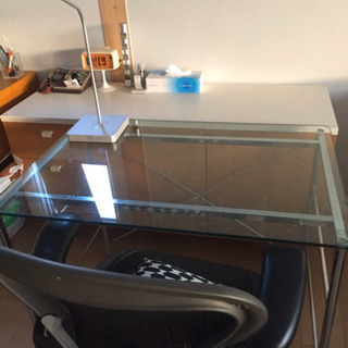 シンプル ガラス デスク テーブル 強化ガラス 無印良品 MUJ...