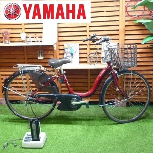 電動自転車 26インチ ヤマハ パス ナチュラ エス 新基準 中古 S.P.E.C.3 LEDライト YAMAHA PAS Natura S 赤茶