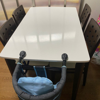 R015安井家具バタフライ式テーブル＆NITORI 回転式椅子3点セット、幅 