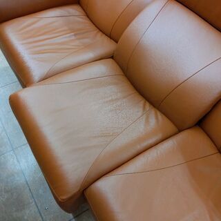 0326-03 3Pソファ 185幅 本皮使用 独立リクライニング機構 使用1年未満 福岡城南片江