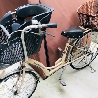 子供乗せ　自転車　中古　ミルクティー色