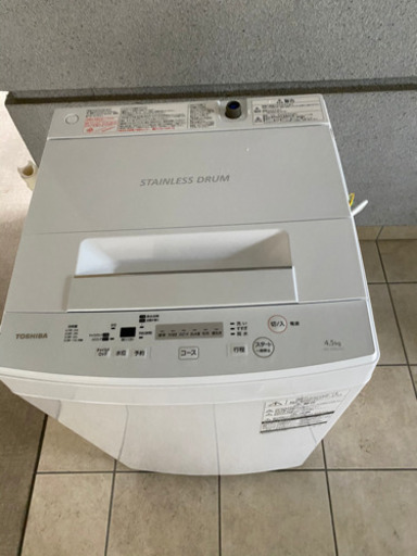 東芝2018年製　4.5キロ全自動洗濯機　AW-45MS(W)美品