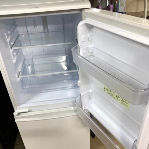 SHARP 137L 2ドア冷凍冷蔵庫 SJ-D14C-W 2017年製