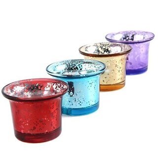 <新品>キャンドルグラス 4個セット カップ ガラス (赤,金,...