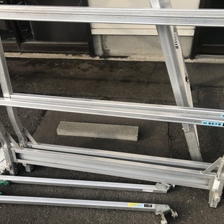 引き取り限定　 ナカオ アルミ製 可搬式 作業台 勇馬 18号 天板0.5x1.55m 高さ1.39～1.75m 手すり付