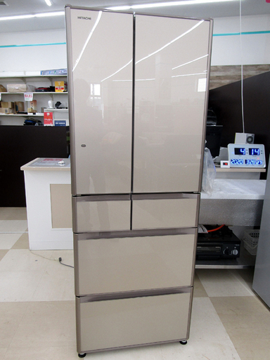 札幌発 HITACHI/日立 ノンフロン冷凍冷蔵庫 R-G5200F クリスタルシャンパン（XN） 505L 真空チルドルーム 6ドア フレンチドア 15年製