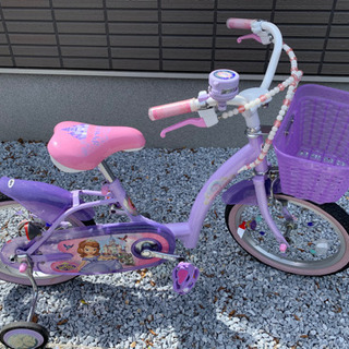 引き渡し決定】プリンセスソフィア 自転車(補助輪付)とヘルメットの