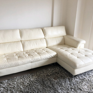 ソファ　本革　白　3人