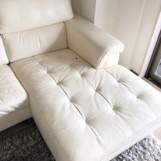 ソファ　本革　白　3人