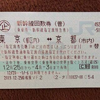 東海道新幹線　東京～京都　乗車券・指定席券