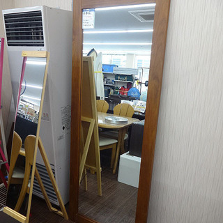 札幌 引き取り 木製フレーム スタンドミラー 姿見 特大 全身鏡...