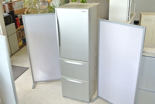 パナソニック 3ドア 大型冷蔵庫 365L(冷蔵299L冷凍66L)　2010年製　NR-C378M-S形　シルバー
