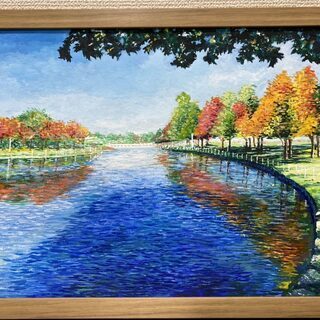 【油絵風水彩画の販売】北海道石狩市・紅葉山公園の風景を『水彩画』にしました。サイズはA3（縦297mm×幅420mm）です。自宅等室内用のインテリアとしていかがでしょうか？