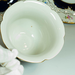 訳あり マイセン コバルト 宮廷小花 Bフォーム トリオ 大きいサイズ