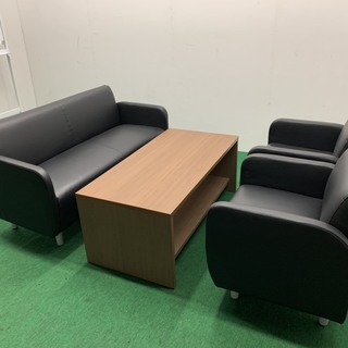 オフィスコム 応接セット　2人掛けソファー1台＋1人掛けソファー2台+テーブル1台