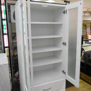 スイートデコレーション スリム食器棚 幅60 高さ180cm 白エナメル