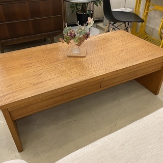 センターテーブル 朝日木材 茶 リビングテーブル 引き出し付き 中古品