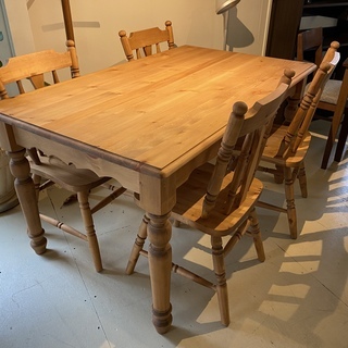 ダイニングテーブルセット テーブル チェア 5点セット ナチュラル カントリー調 中古品