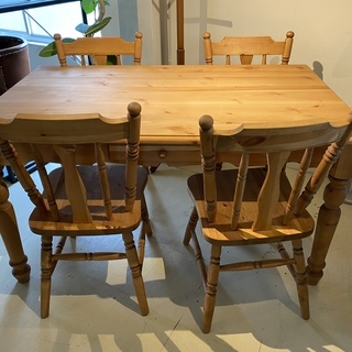 ダイニングテーブルセット テーブル チェア 5点セット ナチュラル カントリー調 中古品