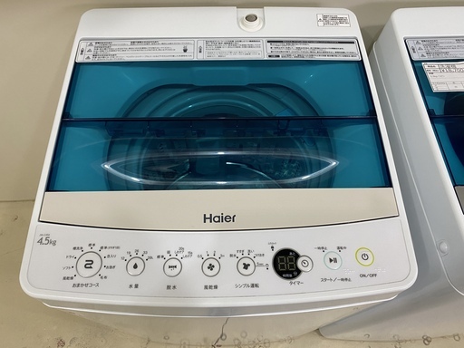 洗濯機 ハイアール Haier JW-C45A 2018年製 4.5kg 中古品