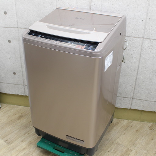 R114)日立 HITACHI ビートウォッシュ 全自動洗濯機 BW-V100A 2017年製 洗濯10kg ナイアガラ ビート洗浄 自動おそうじ 大容量