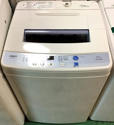 【送料無料・設置無料サービス有り】洗濯機 AQUA AQW-S60D(W) 中古