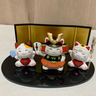 陶器の置物　　猫三匹