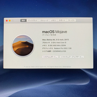 使用頻度少!! iMac2017 Retina 4K21.5inch【管理番号WR4EUJ】