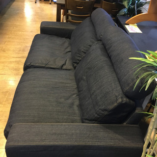 人気! 無印良品 MUJI 羽毛 2.5Pワイドソファ デニム生地 カバーリングソファ