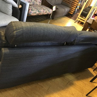 人気! 無印良品 MUJI 羽毛 2.5Pワイドソファ デニム生地 カバーリングソファ