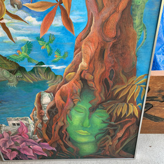 アクリル画　題名　マヤの精霊 アクリル画 題名 マヤの精霊