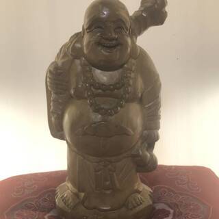 古い木彫 彫刻 　布袋様の一刀彫り　仏教美術 中国　骨董　　高さ...