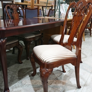 大塚家具/QUEEN ANNE2/ヨーロピアンダイニング5点セット/猫脚椅子