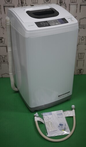 美品 日立 全自動洗濯機 NW-50A 5kg 本体幅50cm ピュアホワイト 風脱水 17年製