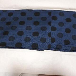 大島紬　藍色　水玉模様　ドット　着物　小紋　和装　正絹　帯や小物作りに