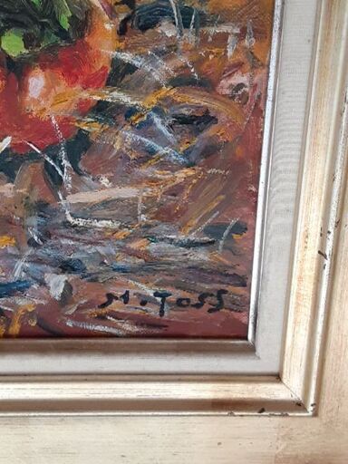 骨董絵画 柿 油絵