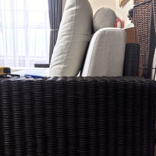 ＜ケイ・ローソファ　a.flat＞左アーム2.5P+右アームカウチ　ラタンセット