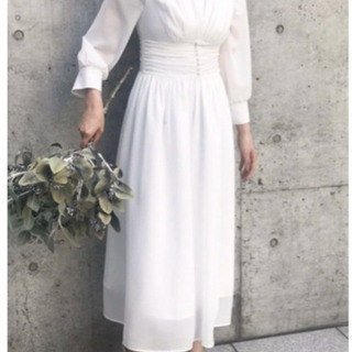 カエン　白ワンピース　kaene ブライダル　ドレス　ホワイト　前撮り　二次会