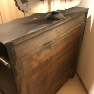 アンティーク　鏡付きチェスト　ブラック　大理石