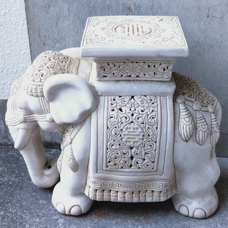 アンティーク　レア　置物　椅子　イス　象　陶器　インド