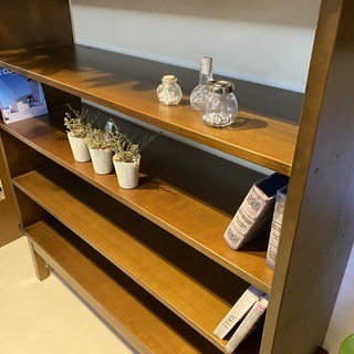 シェルフ 無垢板 無垢材 フリーラック 棚 茶 中古品 レトロ アンティーク