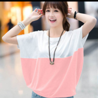 ⑤新品  白色＆ピンクのカラーTシャツ