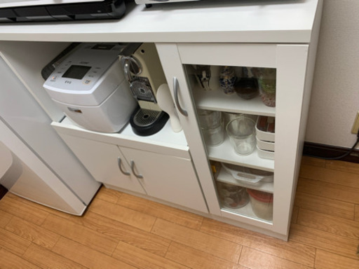 【受渡者決定】キッチンカウンター　白　炊飯器スライド棚付き