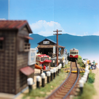 Nゲージ 「坂道の駅舎」 ジオラマ 完成品 模型 ジオコレ - 模型 